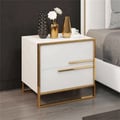 Minimalist Design Nightstand with 2 Drawers with Gold Base