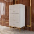 Bline 25.6" Chest Light Luxurious White & Gold 5-Drawer Dresser