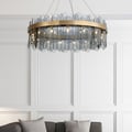Modern Round 6-Light Tiered Smokey Gray Glass Chandelier