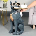 Dog Sculpture Resin Side Table with Tray Top & Tissue Box
