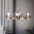 Modern Wagon Wheel 6-Light Chandelier Acrylic and Steel Frame