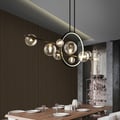 Bubi Modern 10-Light Black Kitchen Island Light with Glass Globe Shade