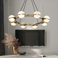 Lustre moderne à 8 lumières avec cadre rond en laiton