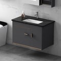 Bathroom Vanity Set 23.6" Modern Floating Sintered Stone Bathroom Vanity Black with Sink