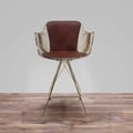 Mid-Century Modern PU Leather Bar Stools with Upholstery Brown