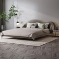 Queen Size Velvet Upholstered Bed Frame with Low Profile Wingback