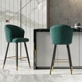 Modern Velvet Bar Stools with Upholstery Green