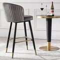 Modern Velvet Bar Stools with Upholstery Gray