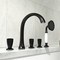 Veric Deck Mounted Roman Bathtub Faucet with Handshower Solid Brass