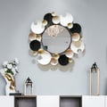 715mm Modern 3D Round Plates Overlapping Metal Wall Mirror for Entryway