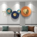 59.1" x 22.8" Modern Metal Wall Decor Home Wall Art Orange & Gold & Blue Living Room