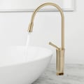 Tront Monobloc koupelnový umyvadlový kohoutek z masivní mosazi v kartáčovaném zlatě