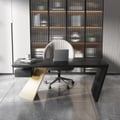 Bureau rectangulaire moderne de 160 cm en bois d'hévéa avec tiroir et piètement doré noir