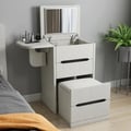 Nordic Flip Top White Makeup Vanity Mini with Stool & Mirror