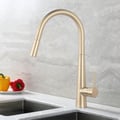 Monobloc High Arc Pullout Kitchen Mixer Tap Solid Brass in Gold