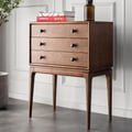 Tanic Mid Century Modern Chest Cabinet with Storage 3 Drawers of Ash Wood in Walnut
