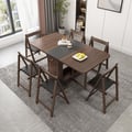 Dining Set 59.1" Modern Rectangle Folding Wood Dining Table with 4 Chairs