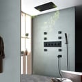 580 mm Set de Douche Thermostatique Mural en Noir 4 Fonctions