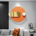 Modern Geometric Pattern Metal Wall Decor Handmade Wall Accent 30.7''W Orange & Gold