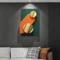 Artard 26.8" Modern Metal Wall Decor Art  in Green & Gold  with Overlapping Geometric