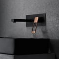 Modern Rose Gold & Black Wall Mount Bathroom Sink Faucet Solid Brass