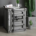 Ctainer Industrial Nightstand End Table with Storage Shelf  Bedroom with Metal Frame