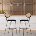 Set of 2 Modern Velvet Counter Stools with Upholstery Black
