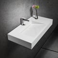 40" Wall-Hung Stone Resin Rectangle Bathroom Ramped Sink in Glossy White
