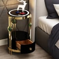 Modern Nightstand with LED Light Bedside Table with Wireless Charging & USB Port