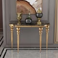 Console classique en marbre noir de 1200 mm Table d'entrée étroite Pieds en acier inoxydable