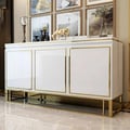 Medally 59" White Wood Sideboard Buffet Cabinet with Storage 3 Doors Gold Base