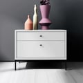 White Bedroom Nightstand with 2-Drawer Modern Bedside Table Metal