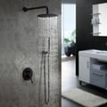 12" Matte Black Wall Mounted Rain Shower System with Rainfall Shower Head Solid Brass