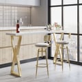 Set of 2 Modern Adjustable Swivel Velvet Bar Stools with Upholstery White