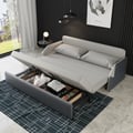 1950mm Modern Grey Convertible Storage Full Sleeper Sofa Leath-Aire Upholstery