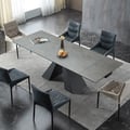 55''-78'' Minimalist Retractable Rock Slab Rectangular Dining Table Seats 6-8 People
