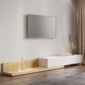 Extendable Floor Natural TV Stand with 3 Drawers(84"-110")