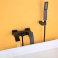 Ridge Ridge Wall Mount Waterfall Bathtub Faucet Matte Black with Hand Shower Solid Brass