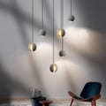 Moon Cement Pendant Light Gray Hanging Light set of 6