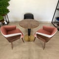 Mid-Century Modern Dining Chairs with Leath-aire Upholstery Orange