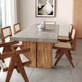 Upoak Series 78.7" Farmhouse Rectangle Wood Dining Table Natural Seats 4-6 People