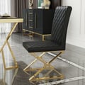 Dochic Series Set of 2 Modern Dining Chairs with PU Leather Upholstery Black