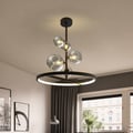 Bubi Black Glass Globe 5-Light Chandelier Modern for Living Room and Dining Room