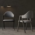 Set of 2 Modern Dining Chairs with Linen Upholstery Gray