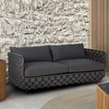 Martic 53.1" Wide  Aluminum & Rope Outdoor Loveseat Patio Sofa with Cushions in Black