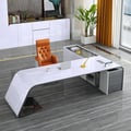 L-Shaped Left Hand Modern White Office Desk with Storage