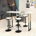 Set of 2 Modern Adjustable Swivel PU Leather Counter Stools with Upholstery White