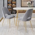 Set di 2 sedie da pranzo moderne Mid-Century con rivestimento in velluto grigio