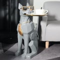 Dog Sculpture Resin Side Table with Tray Top & Tissue Box