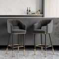 Modern Velvet Bar Stools with Upholstery Gray